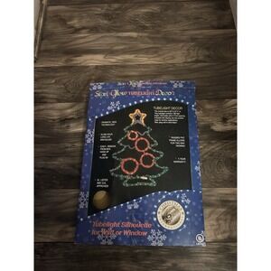 Vintage 20" Christmas tree Shape Tube Light wall/ window gold star Green Red